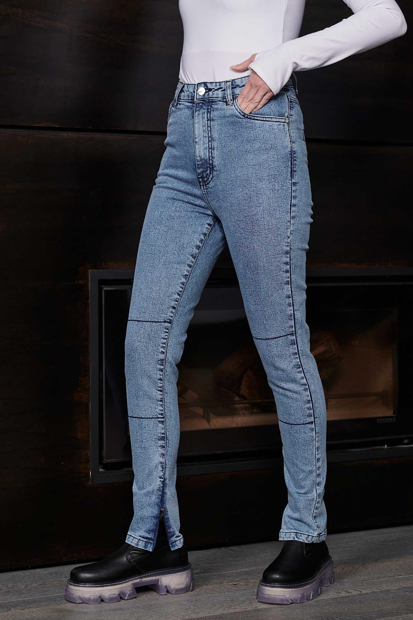 HIGH WAISTED SKINNY JEANS - LIGHT BLUE