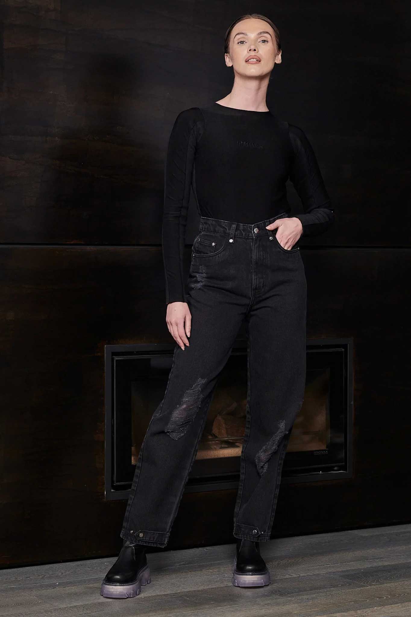 Racer Neck Bodysuit - Black