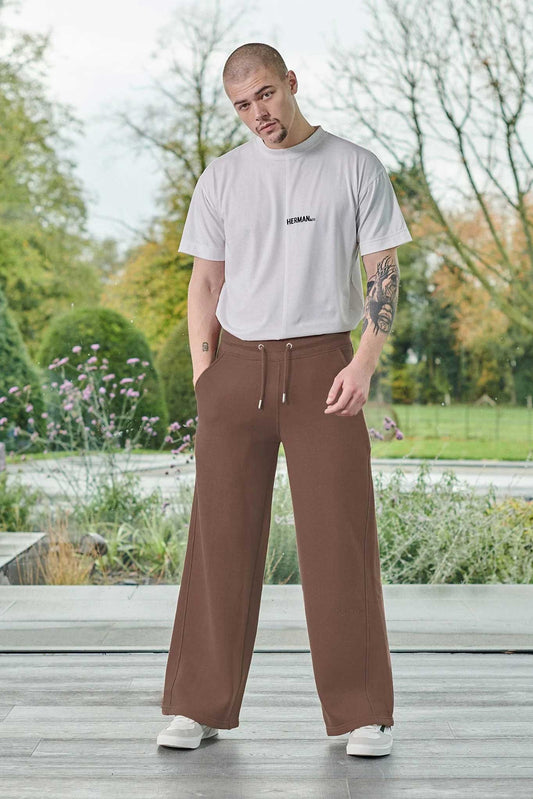 WIDE LEG JOGGERS - BROWN