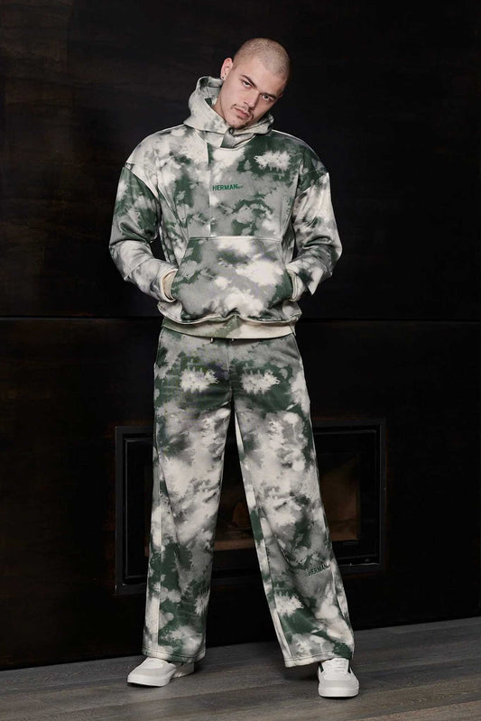 TIE DYE PULLOVER HOODIE - DARK GREEN