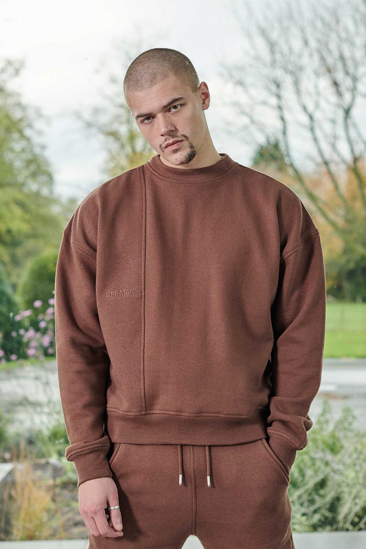 CREW NECK JUMPER - BROWN