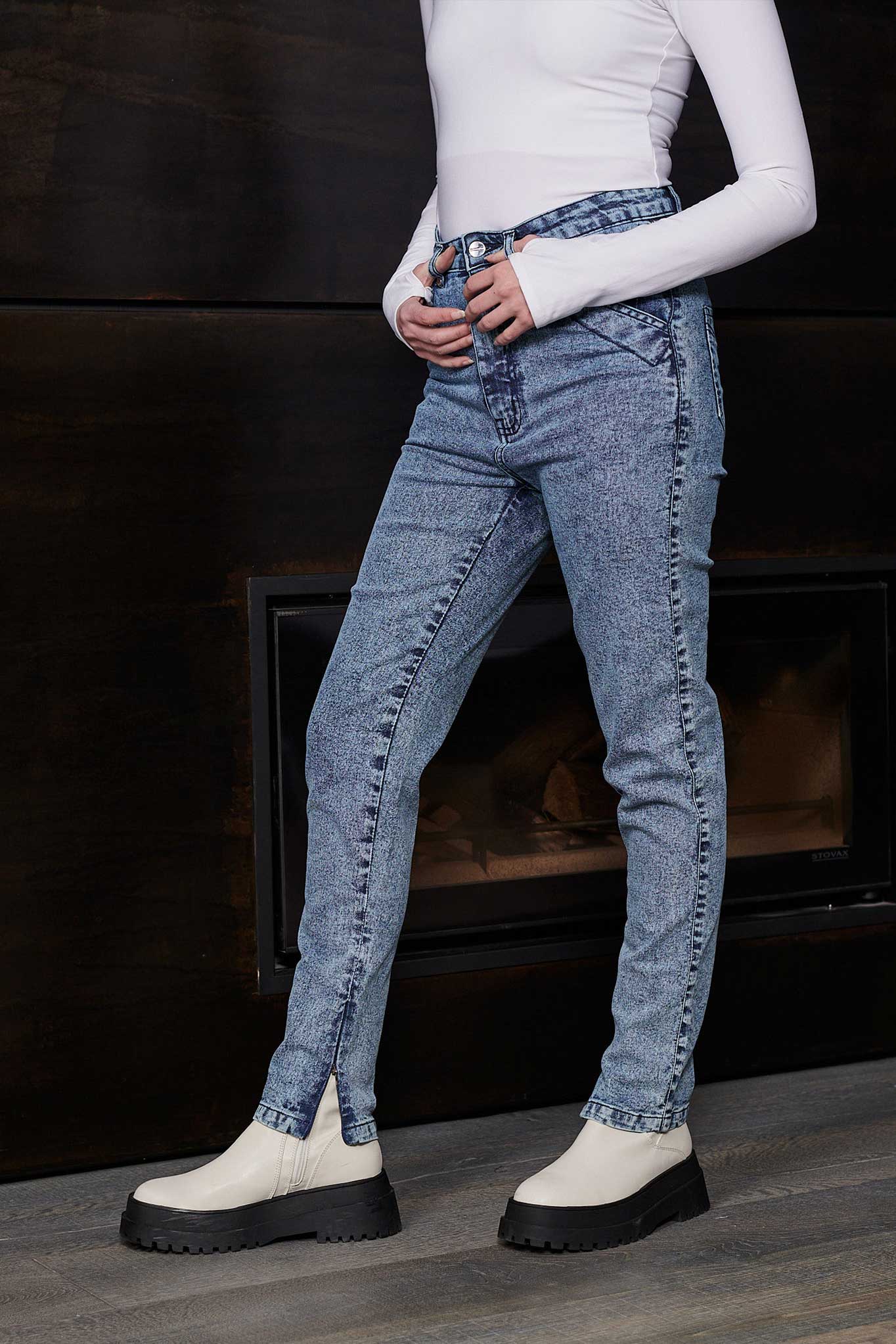 HIGH WAISTED SKINNY JEANS - BLUE