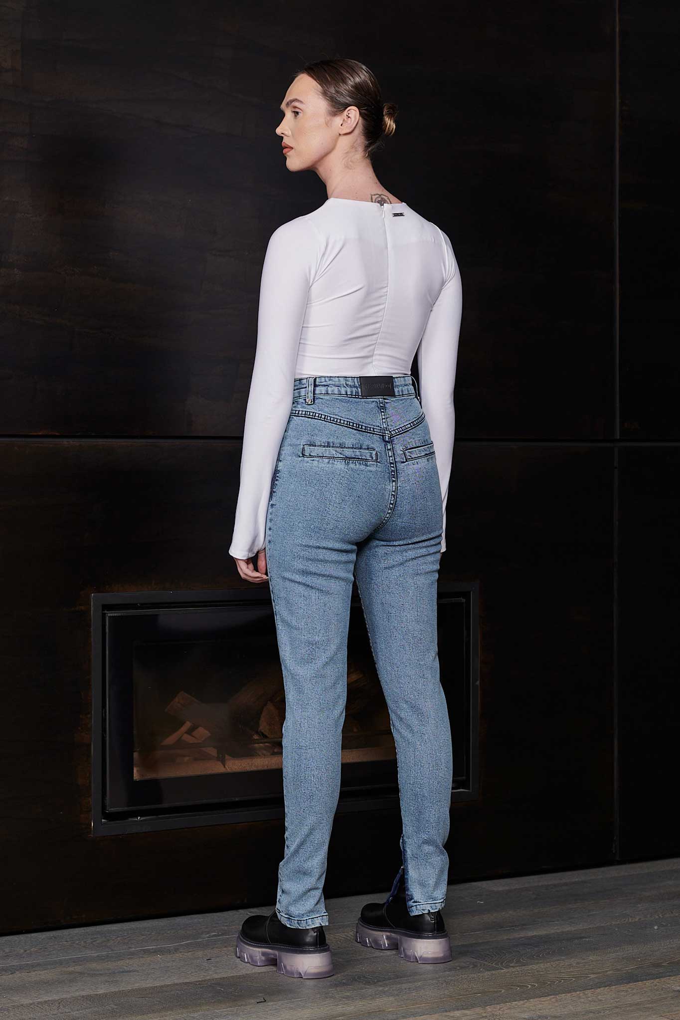HIGH WAISTED SKINNY JEANS - LIGHT BLUE