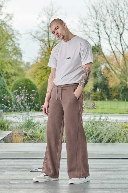 WIDE LEG JOGGERS - BROWN