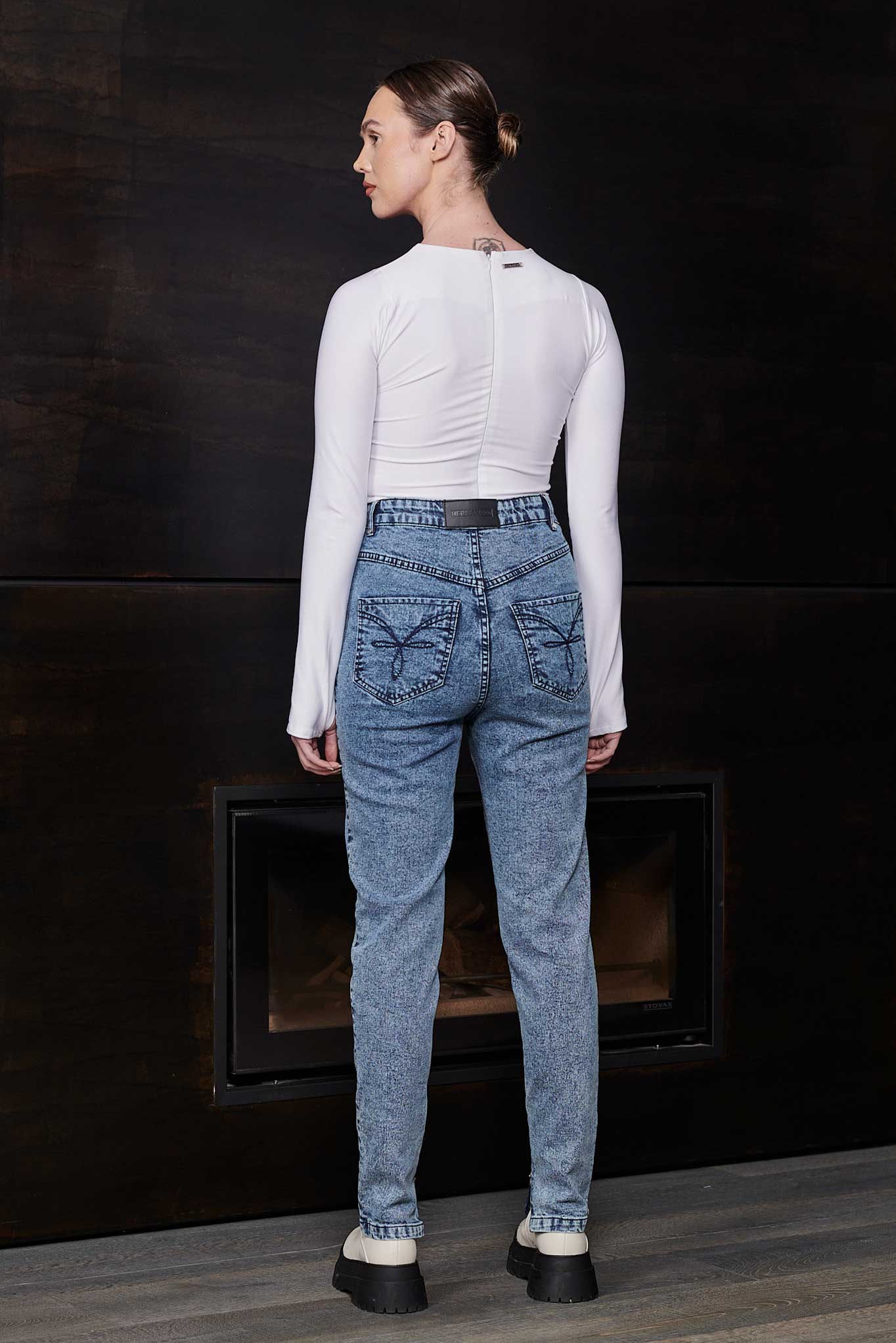 HIGH WAISTED SKINNY JEANS - BLUE