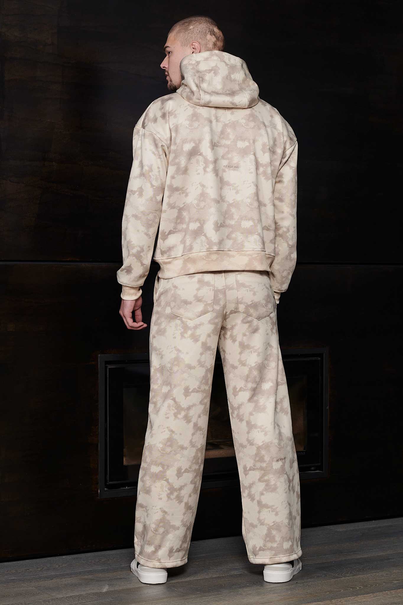 TIE DYE PULLOVER HOODIE - BEIGE