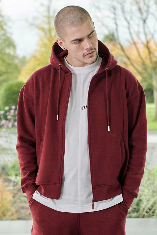 ZIP UP HOODIE - Burgundy