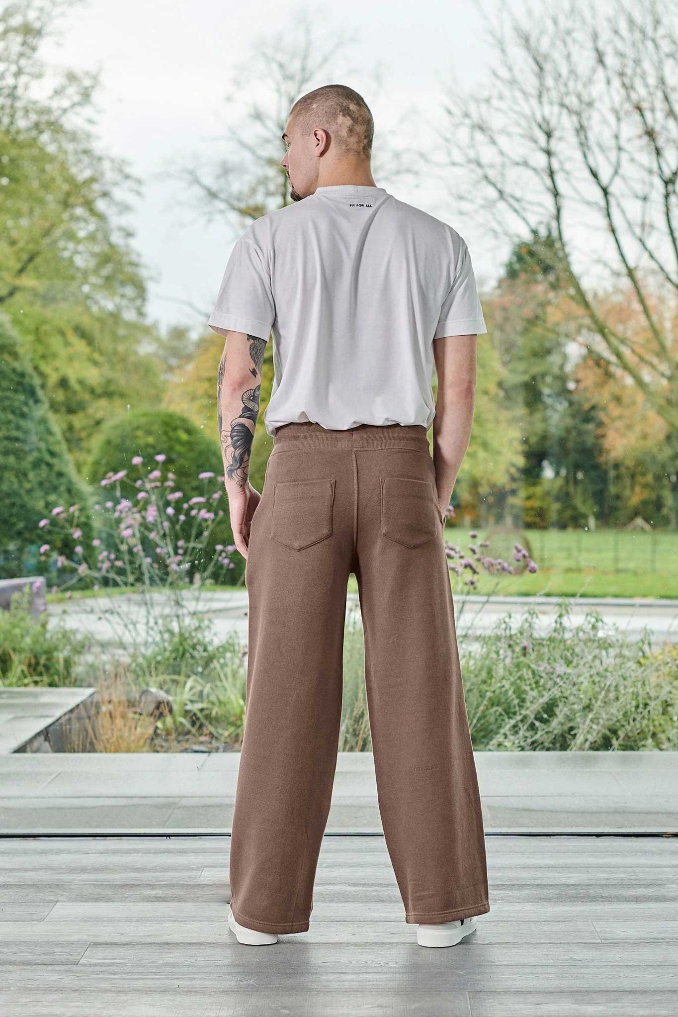 WIDE LEG JOGGERS - BROWN