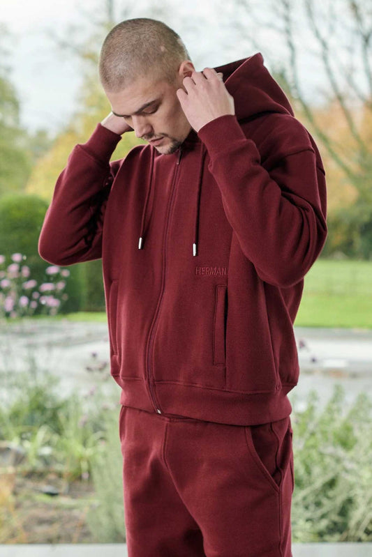 ZIP UP HOODIE - Burgundy