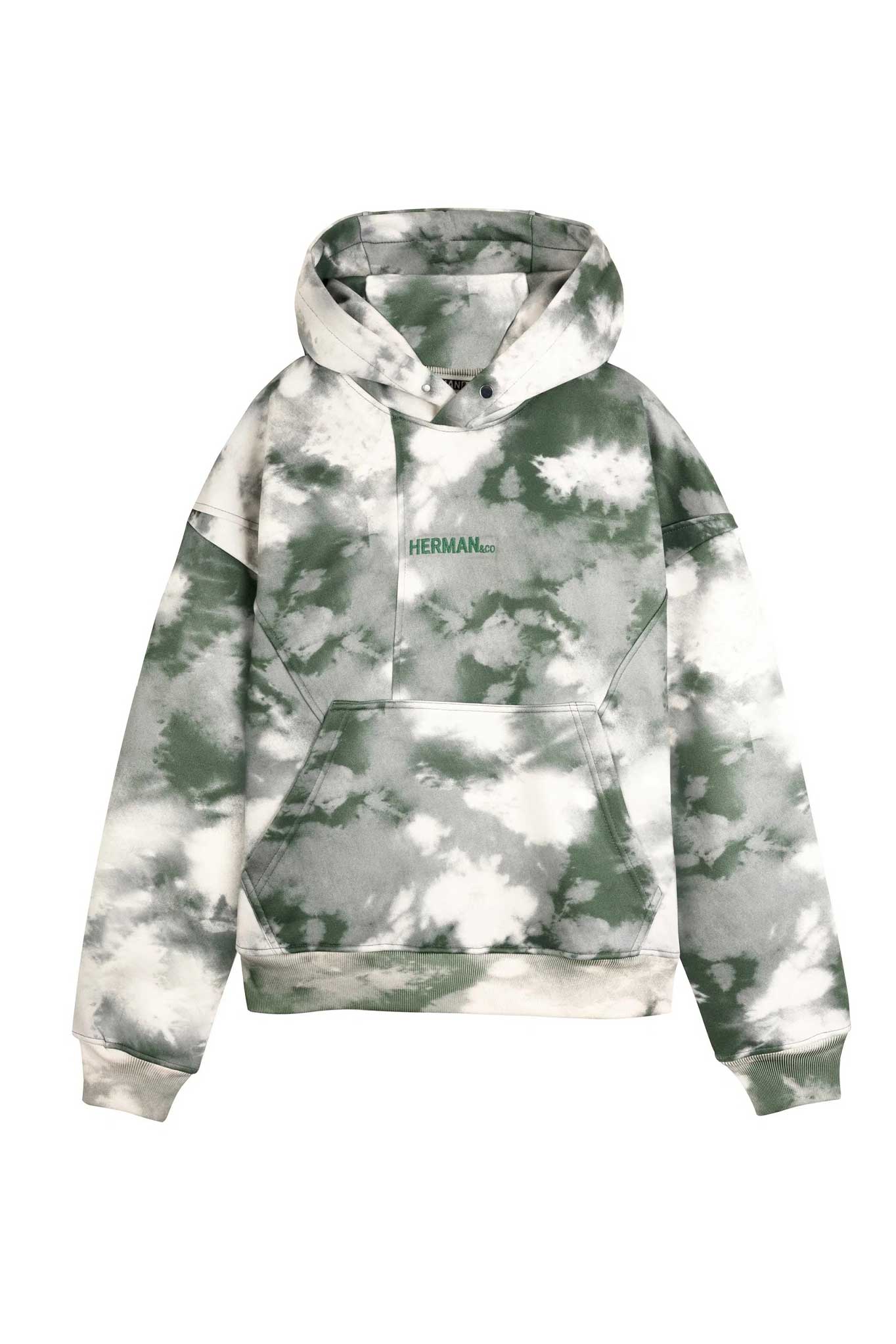 TIE DYE PULLOVER HOODIE - DARK GREEN