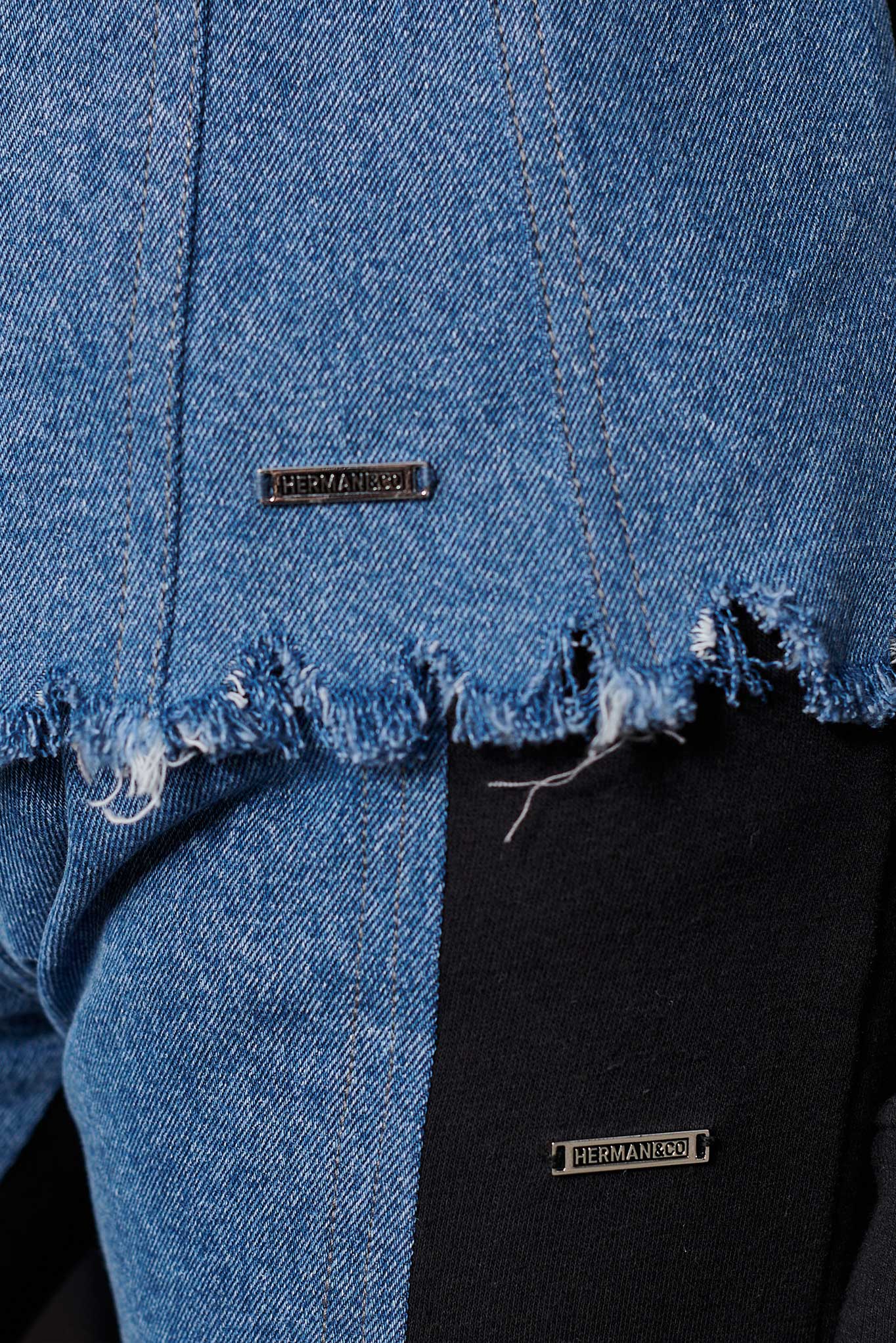 FLEECE WITH DENIM TAPERED JACKET - BLUE