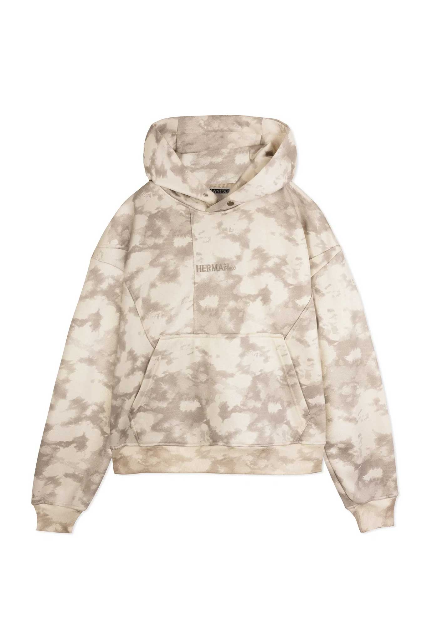 TIE DYE PULLOVER HOODIE - BEIGE