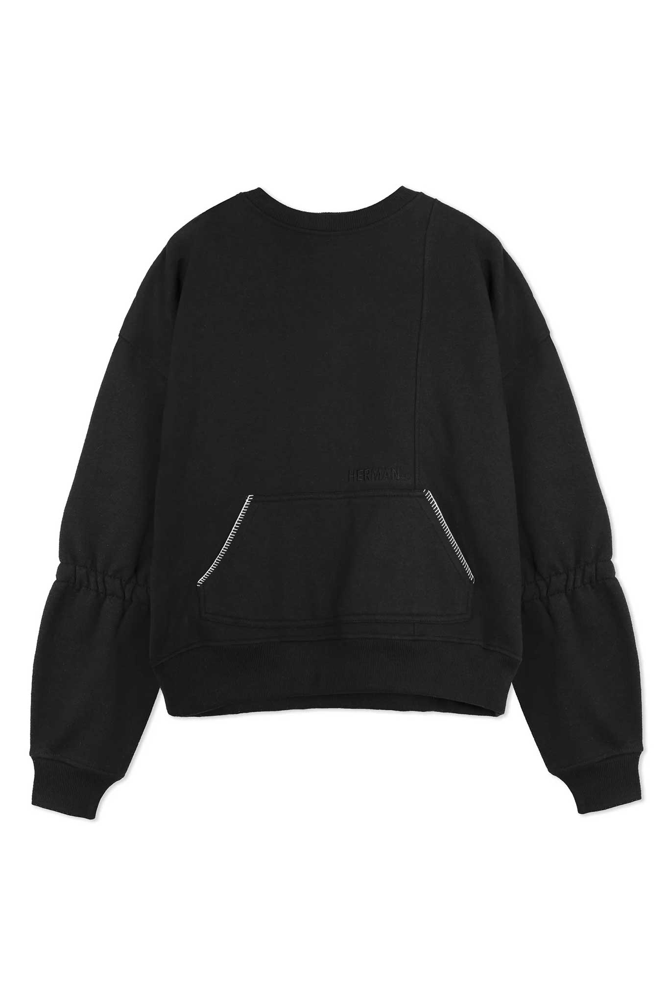 STITCH CREW NECK JUMPER - BLACK