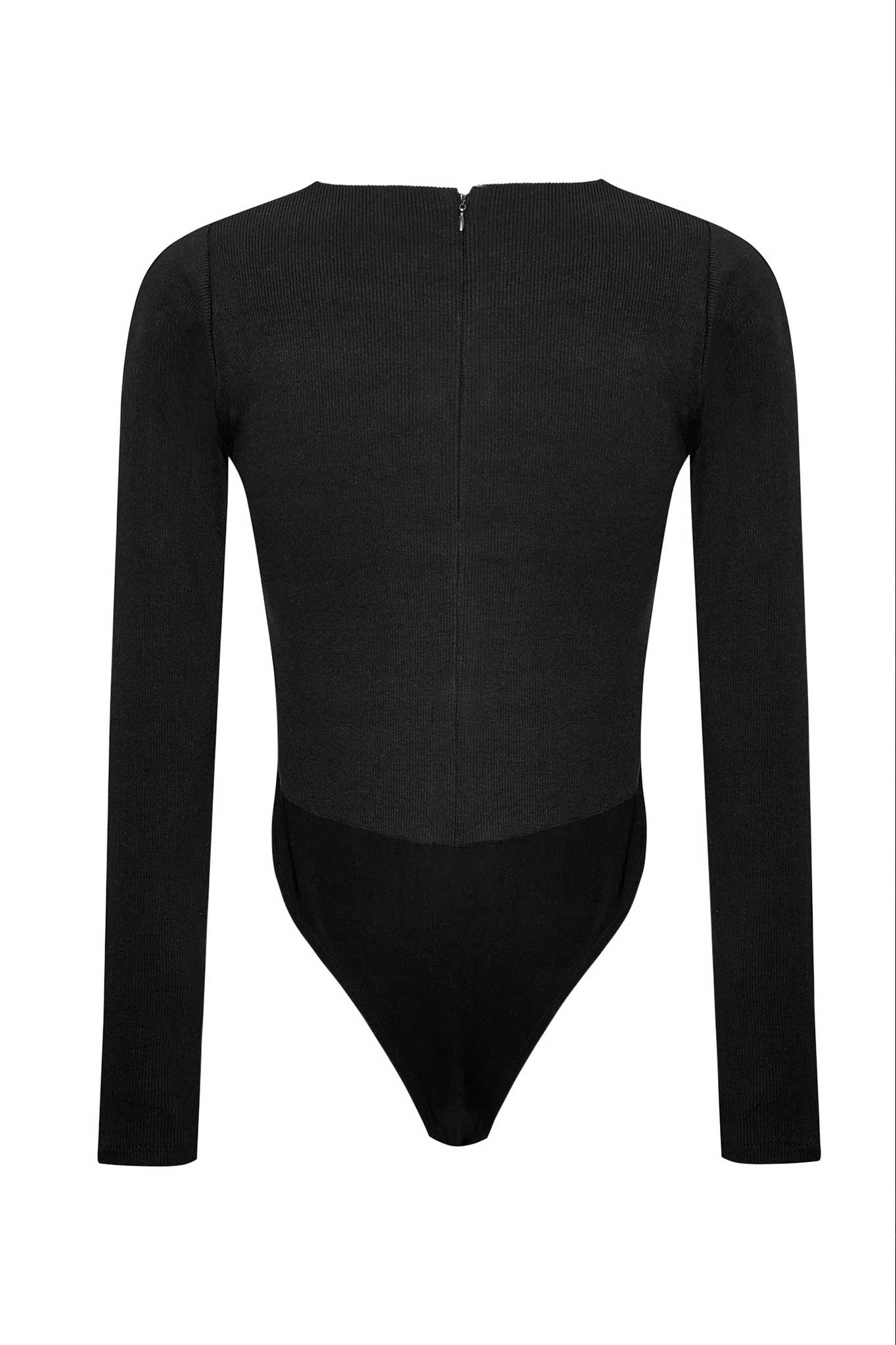 Racer Neck Bodysuit - Black