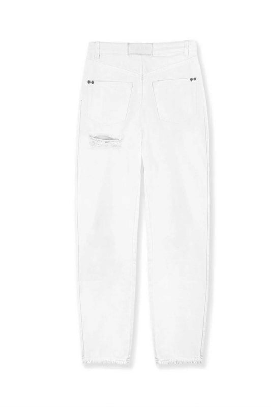 DISTRESSED STRAIGHT JEAN - WHITE