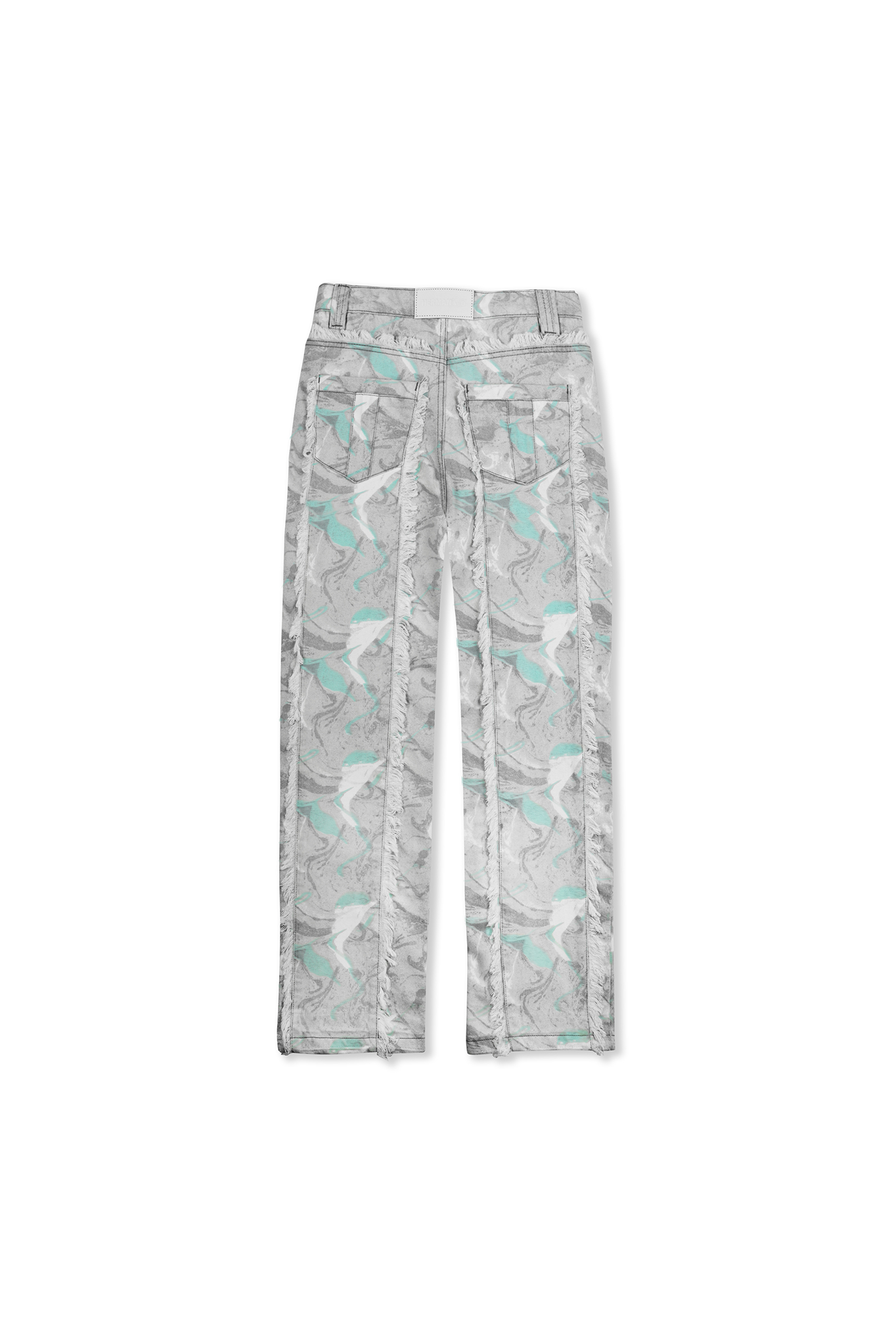 PRINTED STRAIGHT LEG JEANS - LIGHT GREEN