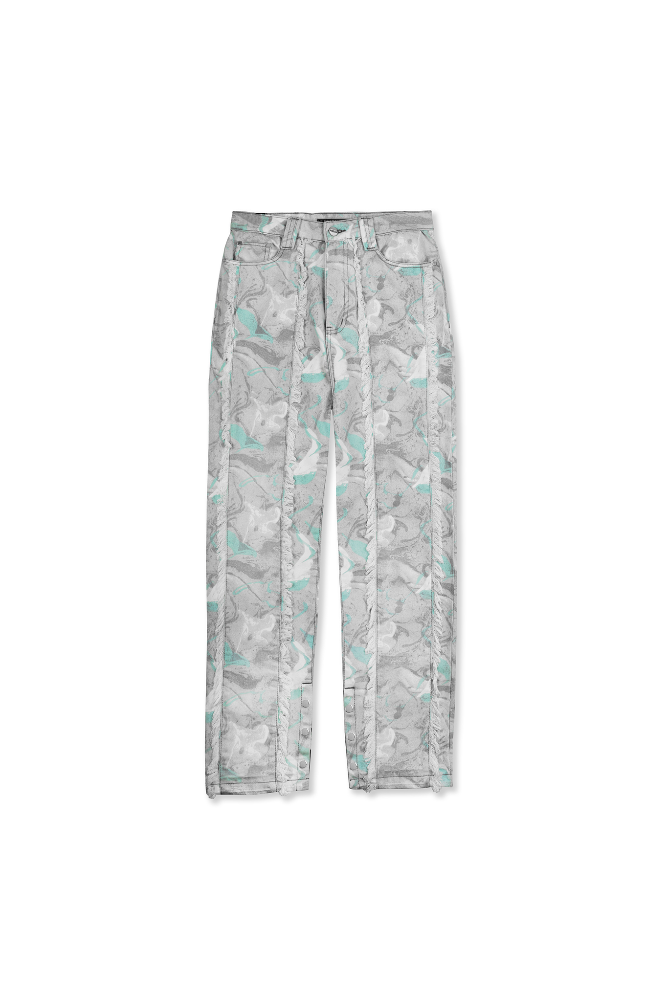 PRINTED STRAIGHT LEG JEANS - LIGHT GREEN