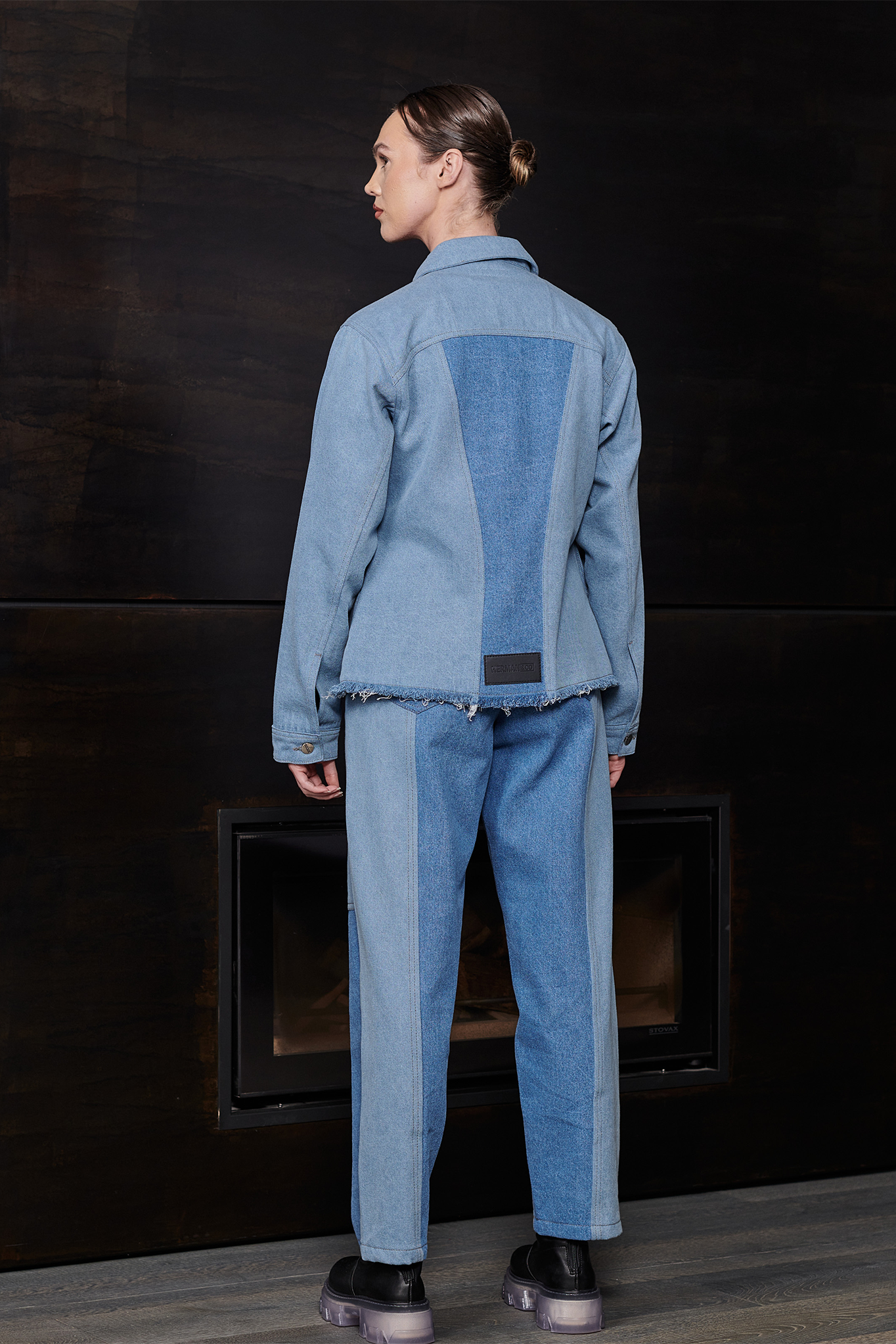 Contrast Denim Jacket – Blue