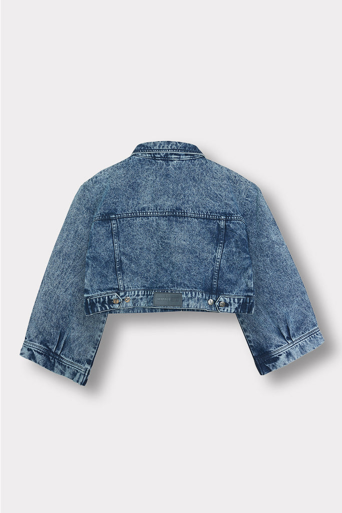 CROPPED DENIM JACKET - BLUE