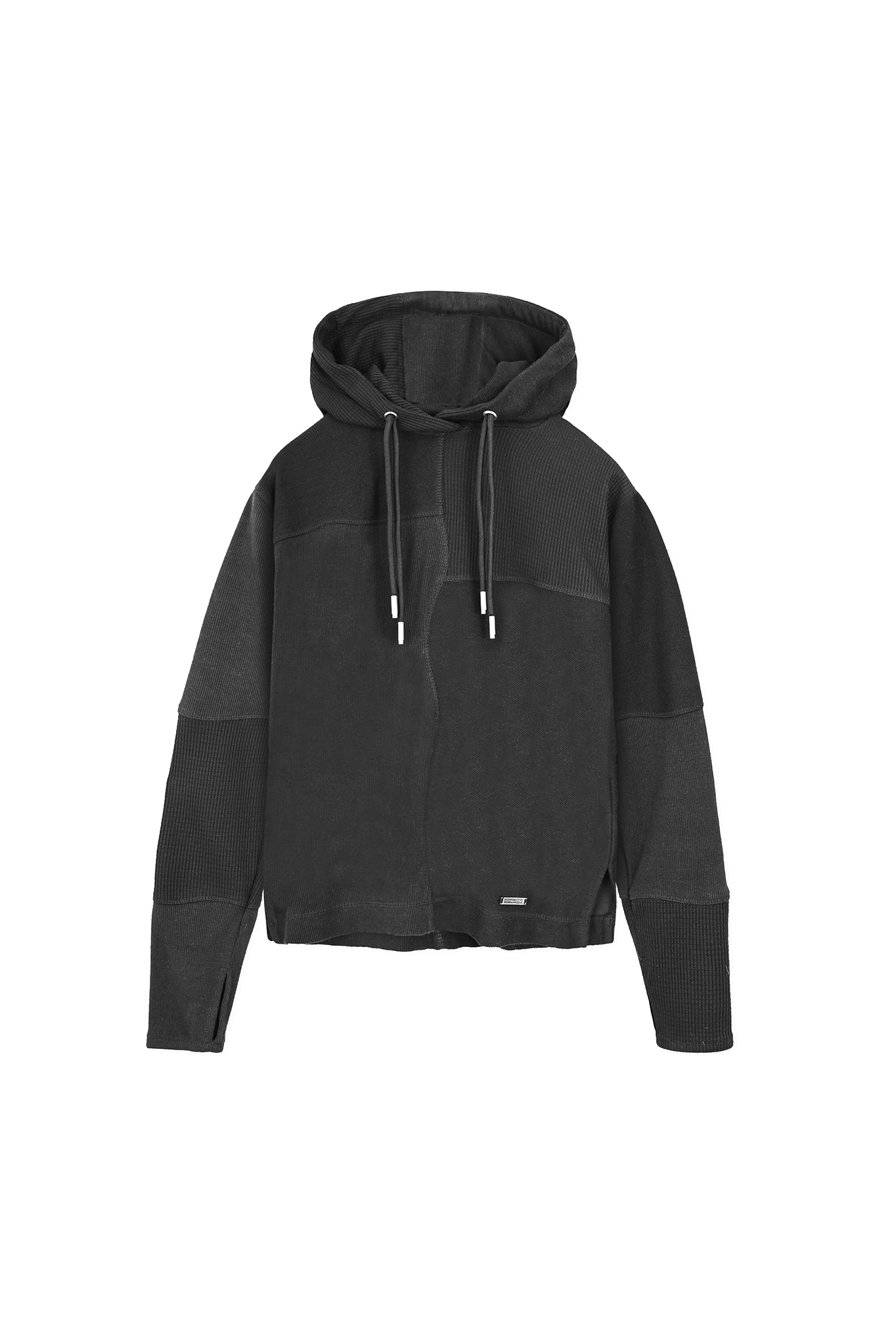 DOUBLE DRAWSTRING PULLOVER HOODIE - BLACK