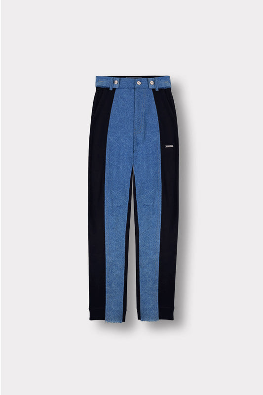 STRAIGHT LEG SWEAT DENIM JEANS - BLUE
