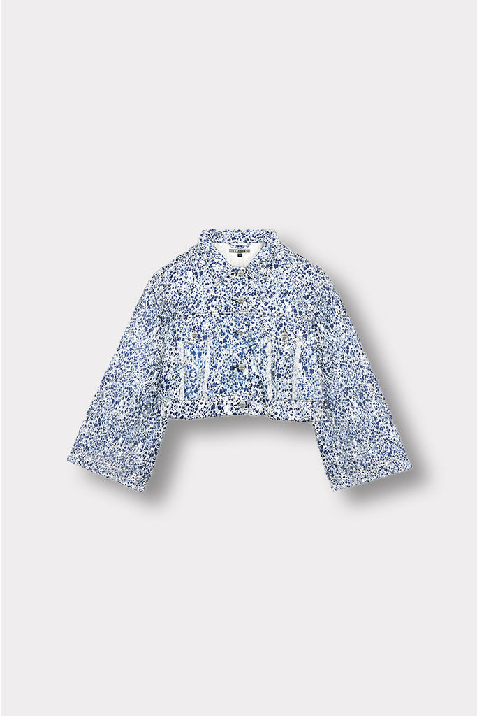 CROPPED DENIM JACKET - BLUE