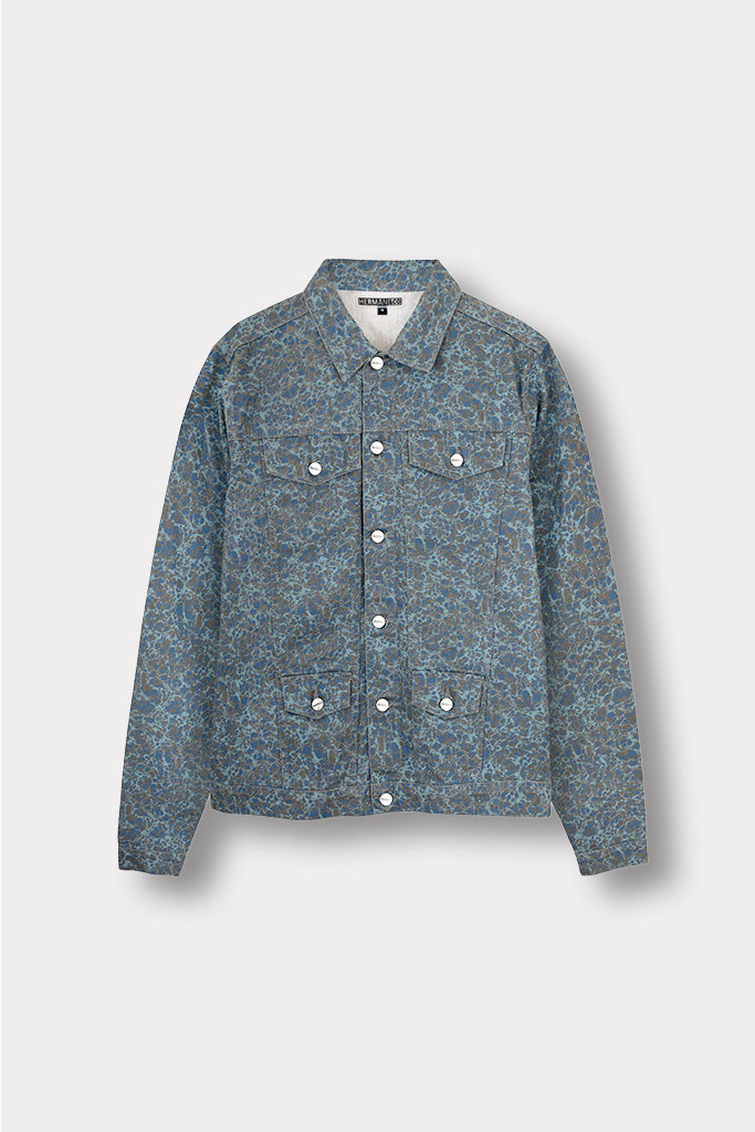 PRINTED DENIM JACKET - GREY