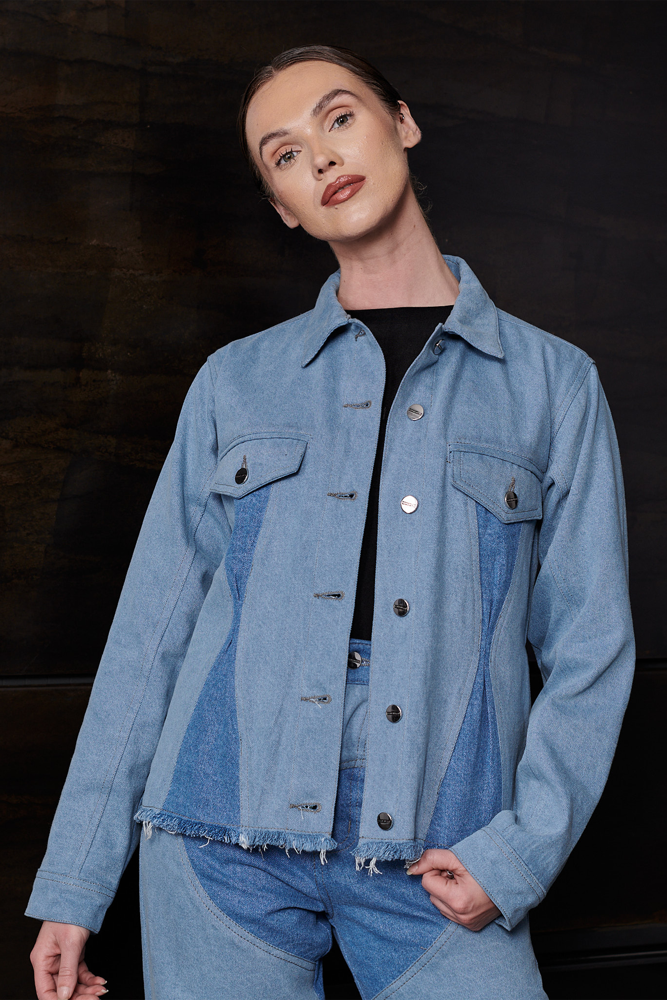 Contrast Denim Jacket – Blue