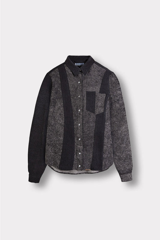 DENIM COTRAST SHIRT - BLACK ACID WASH