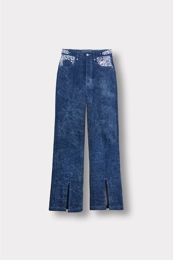 HIGH WAISTED WIDE LEG JEANS - NAVY BLUE