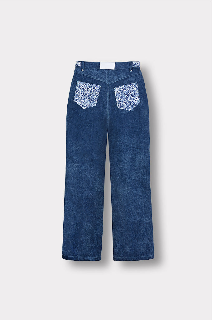 HIGH WAISTED WIDE LEG JEANS - NAVY BLUE