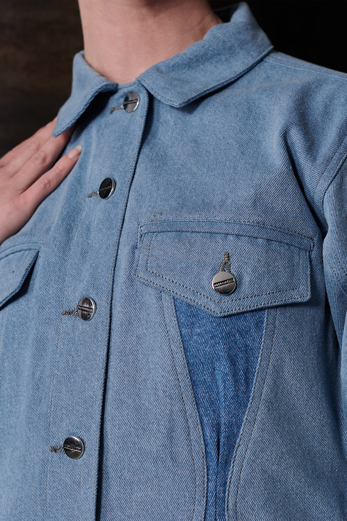 Contrast Denim Jacket – Blue
