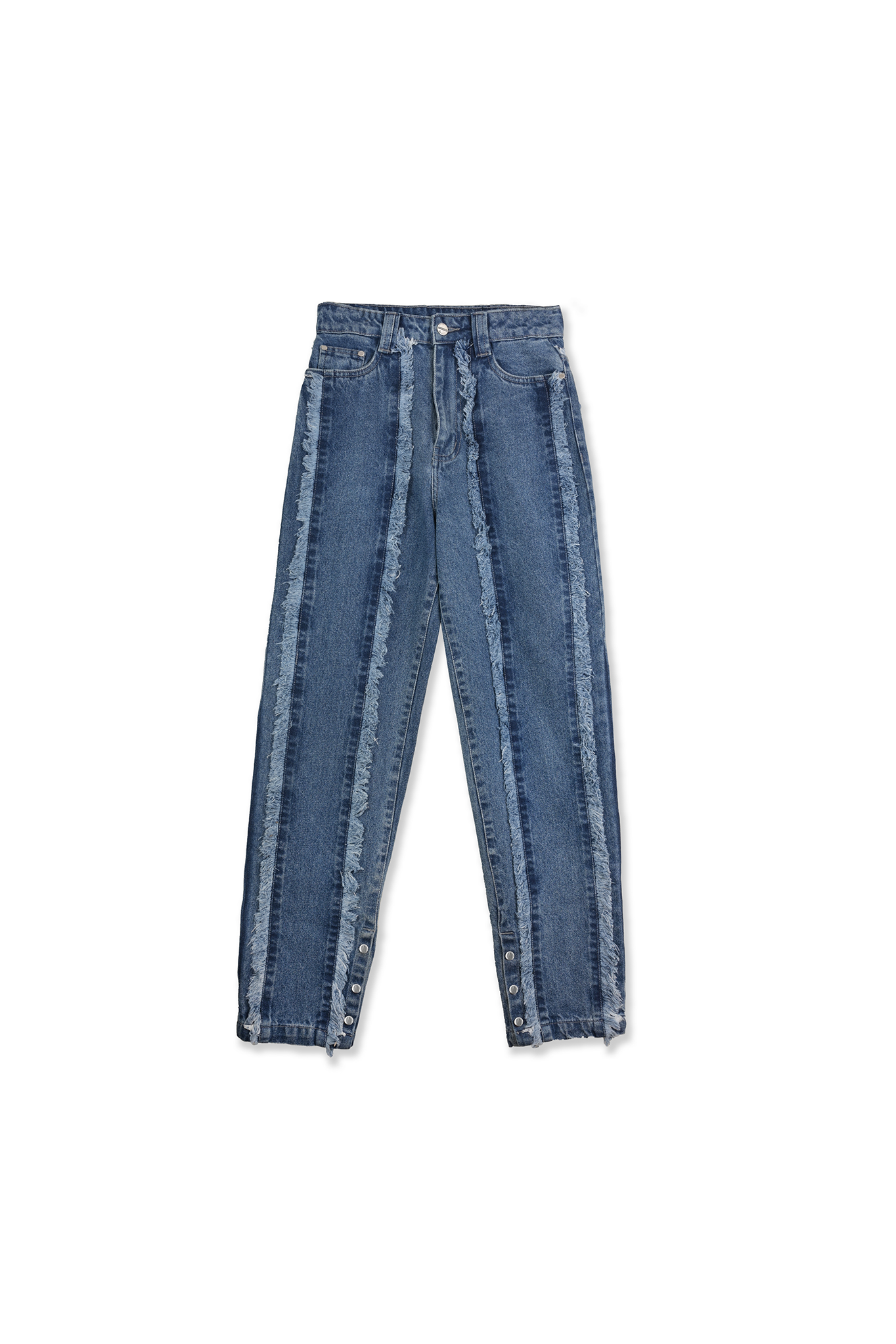 DISTRESSED TEXTURE STRAIGHT LEG JEANS - LIGHT BLUE