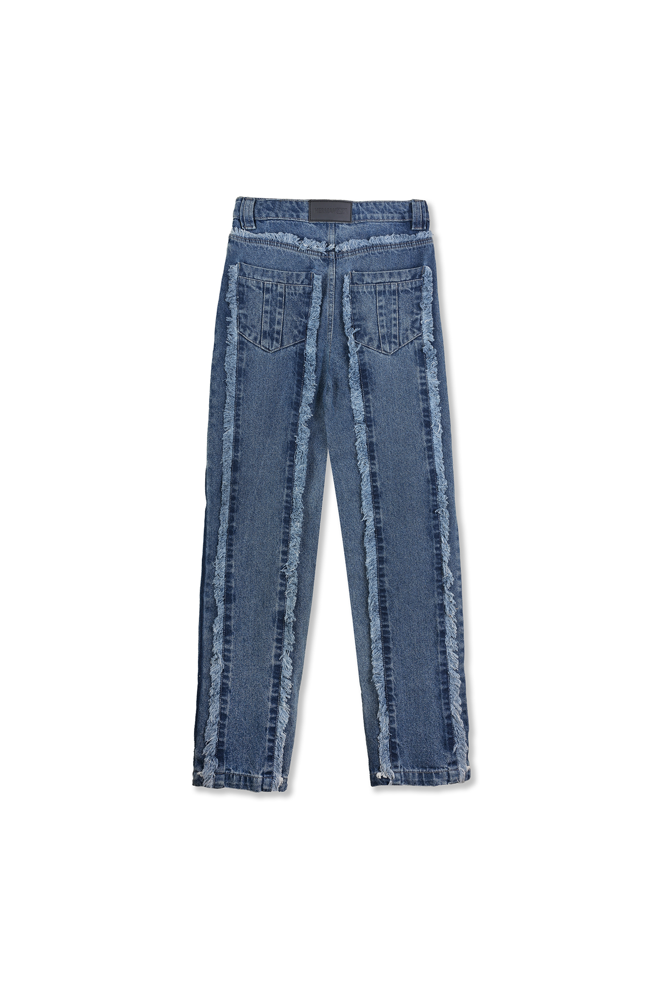 DISTRESSED TEXTURE STRAIGHT LEG JEANS - LIGHT BLUE