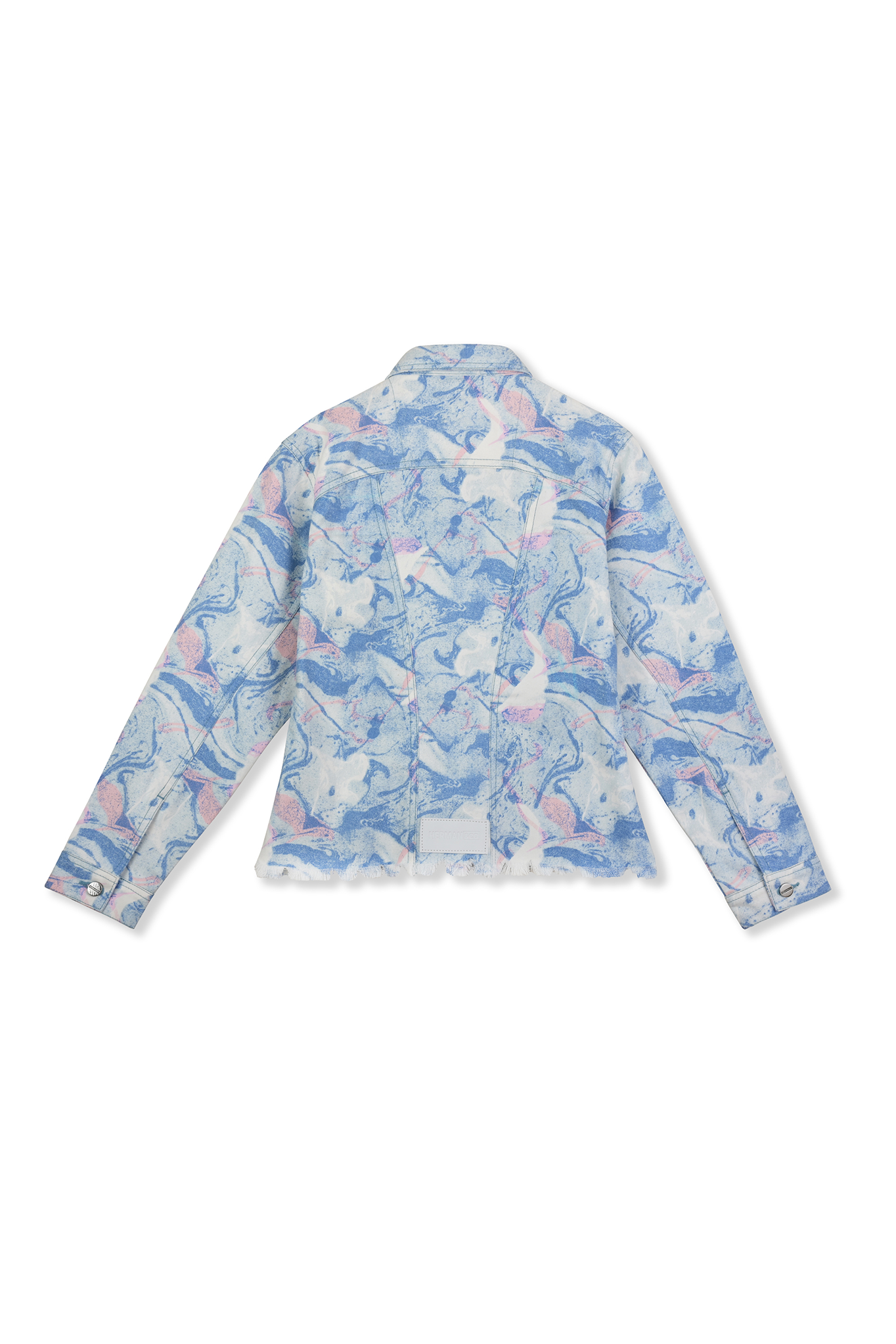 Marble Printed Denim Jacket - Blue