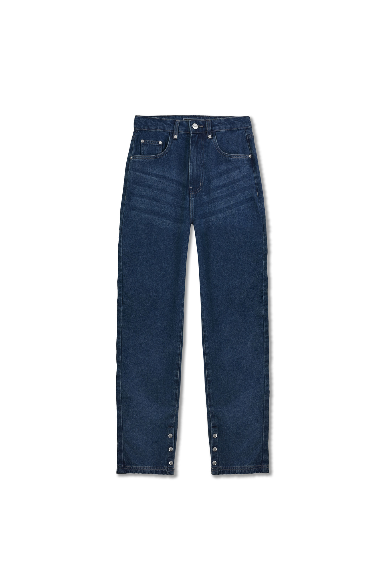 HIGH WAISTED STRAIGHT LEG JEANS - DARK BLUE