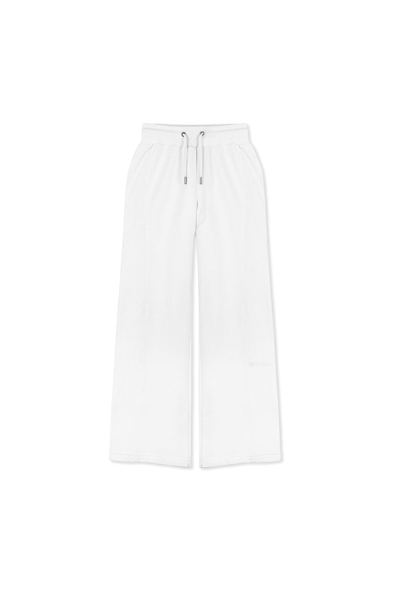 Contrast Wide Leg Joggers - White