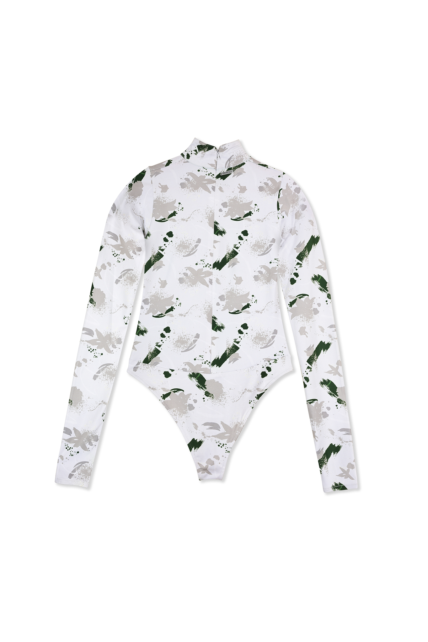 HIGH NECK PRINTED BODYSUIT - WHITE