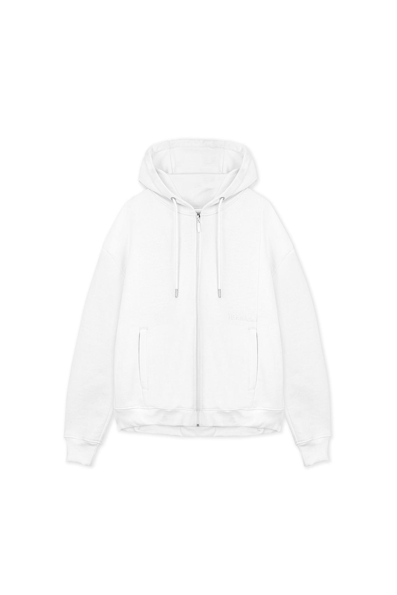 REGULAR ZIP UP HOODIE - WHITE