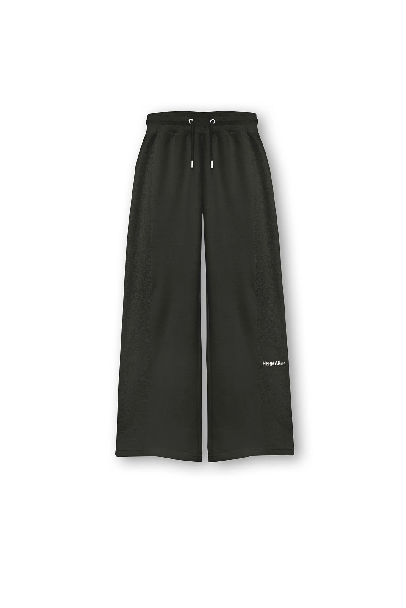 Contrast Wide Leg Joggers - Black