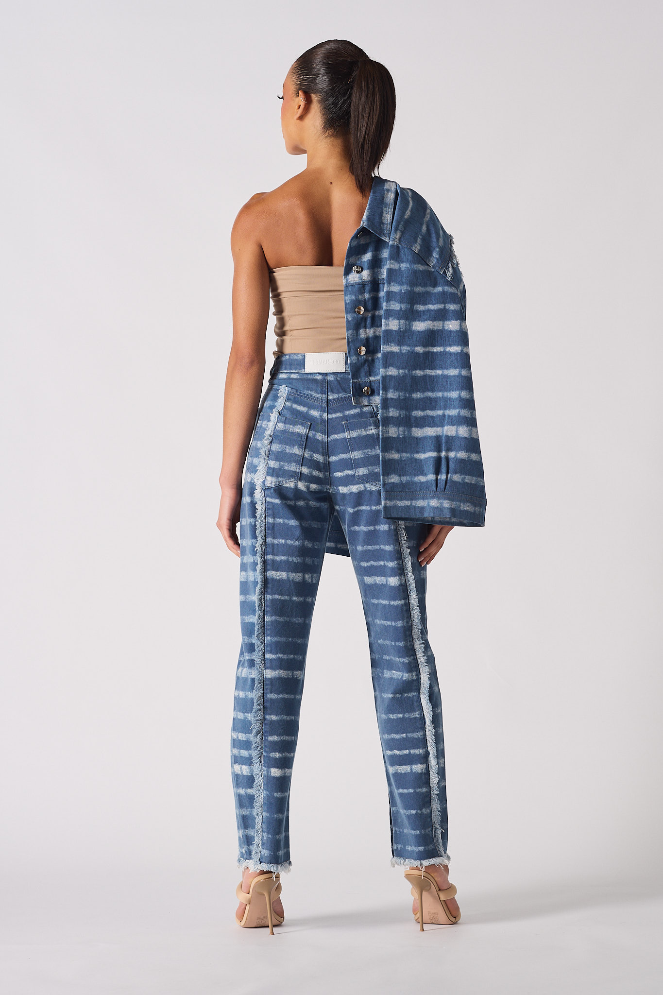 PRINTED STRAIGHT LEG JEANS - BLUE