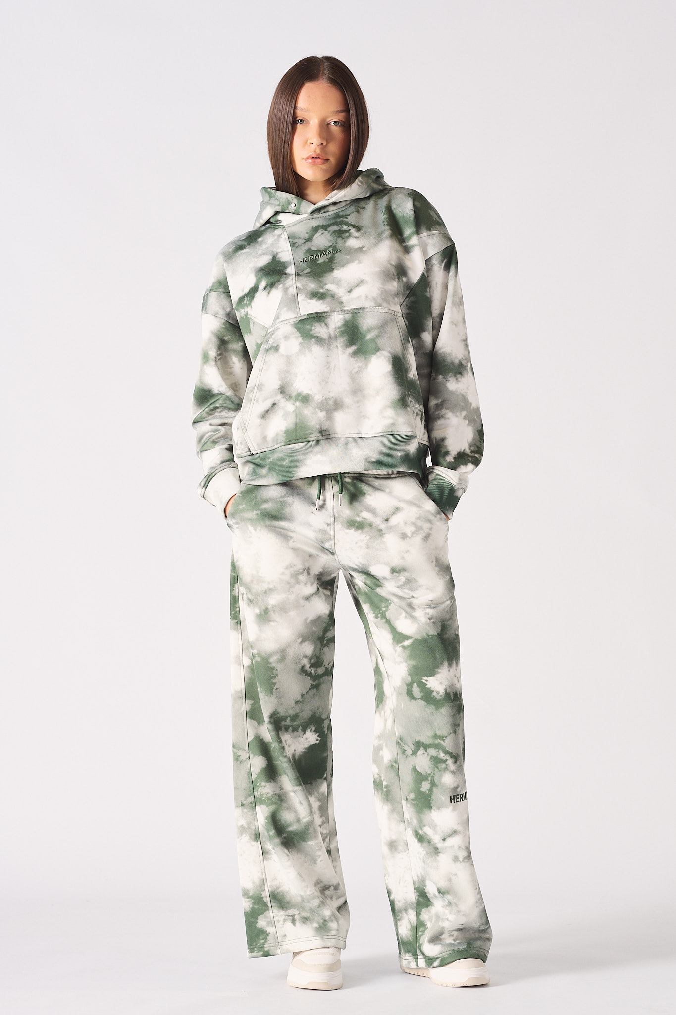 TIE DYE PULLOVER HOODIE - DARK GREEN