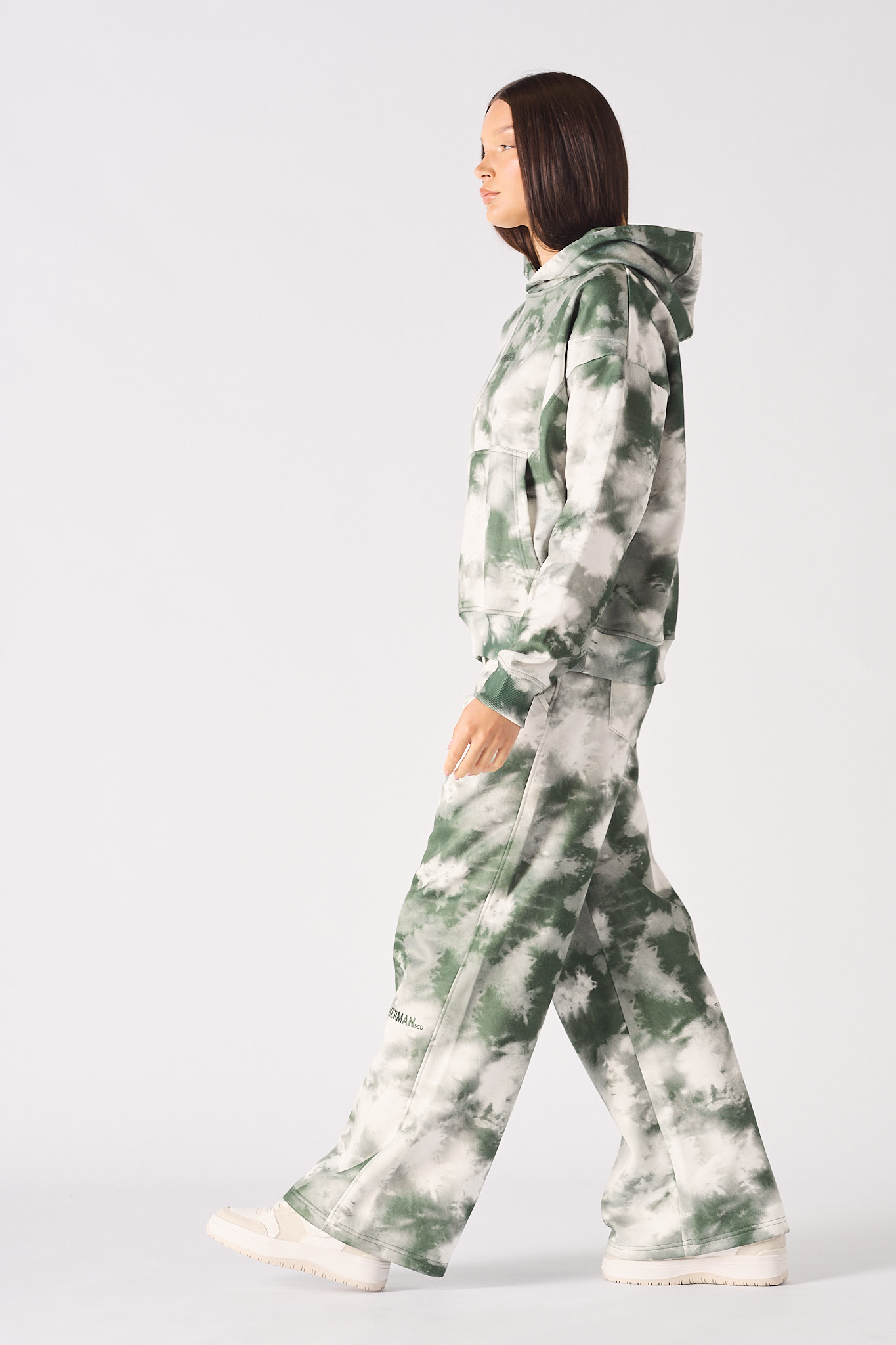 TIE DYE PULLOVER HOODIE - DARK GREEN