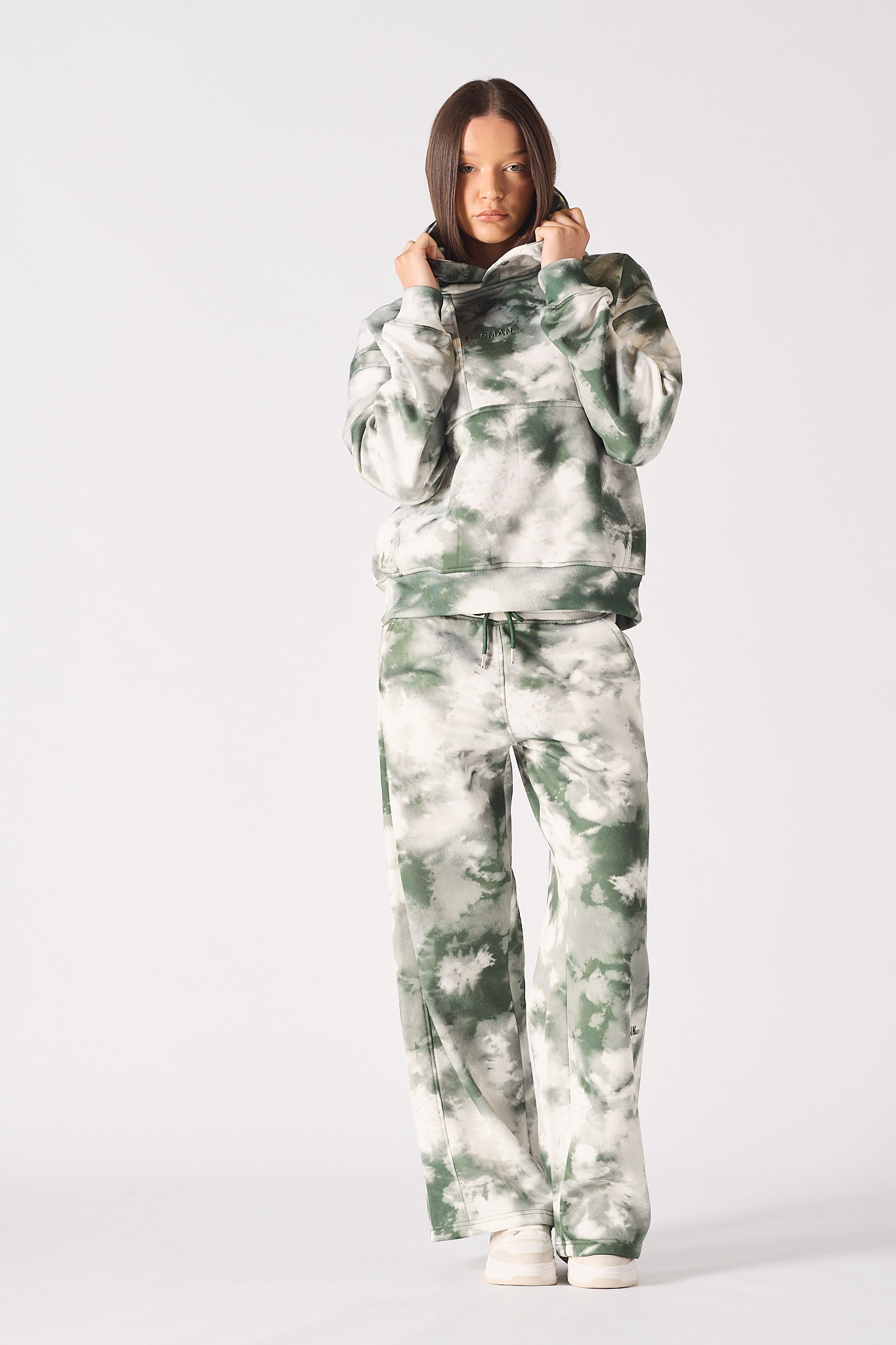 TIE DYE PULLOVER HOODIE - DARK GREEN