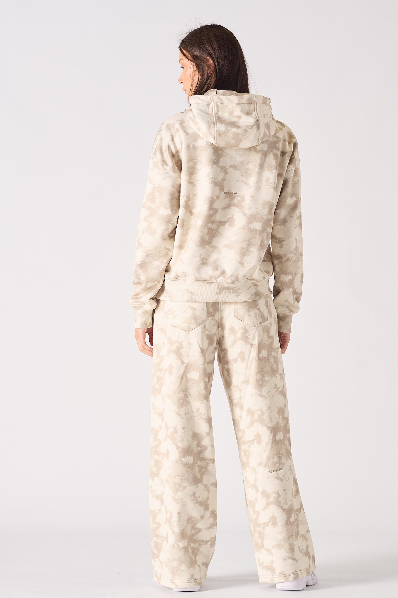 TIE DYE WIDE LEG JOGGER - BEIGE