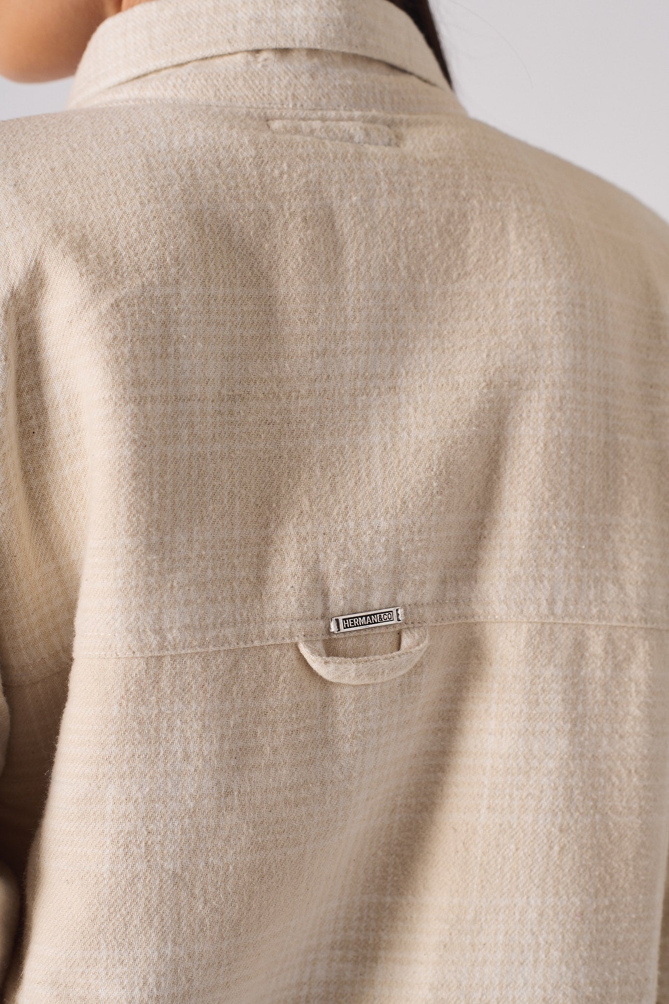 SHERPA CHECKED OVERSIZED SHIRT - BEIGE