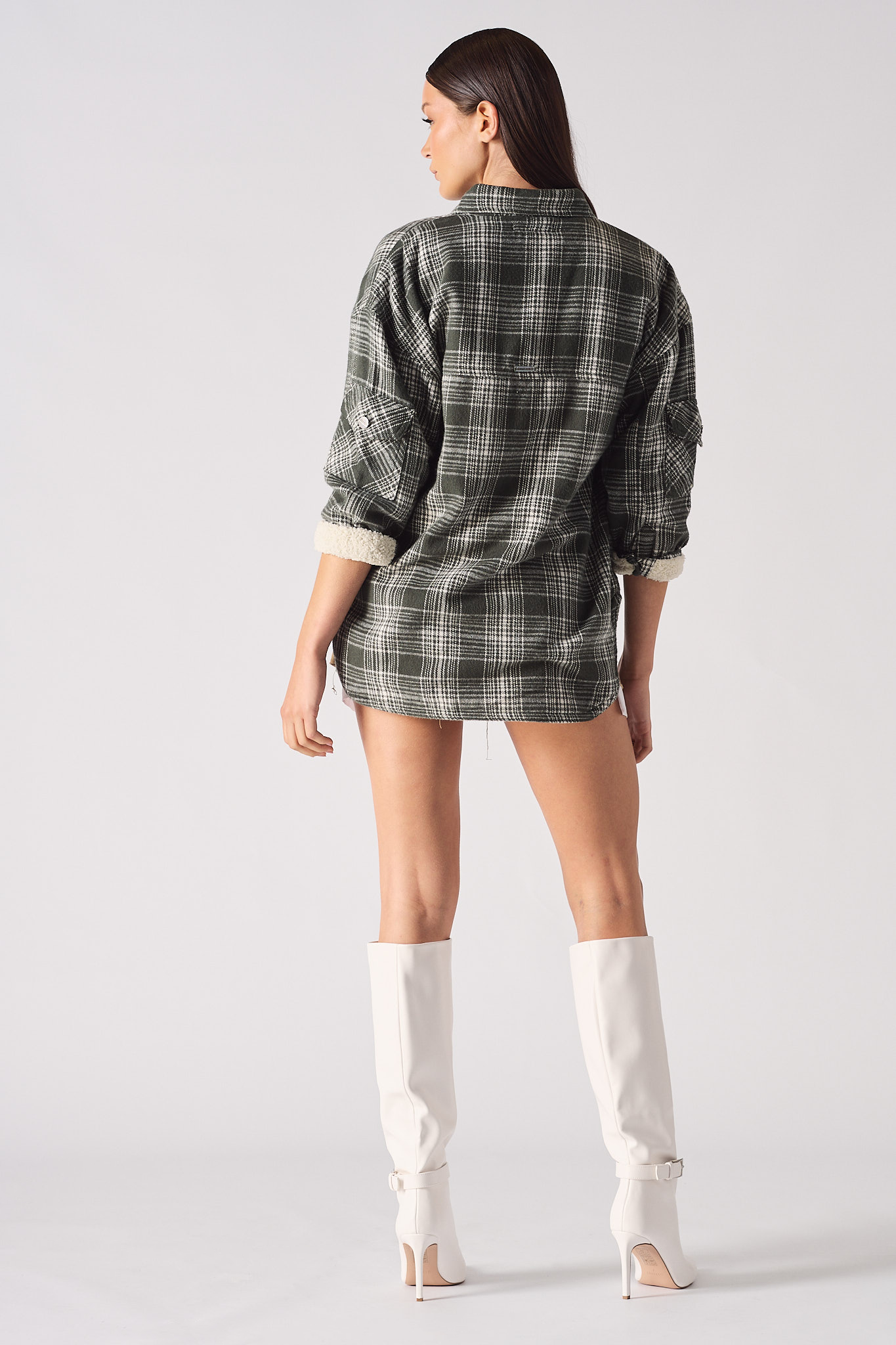 SHERPA CHECKED OVERSIZED SHIRT - DARK GREEN