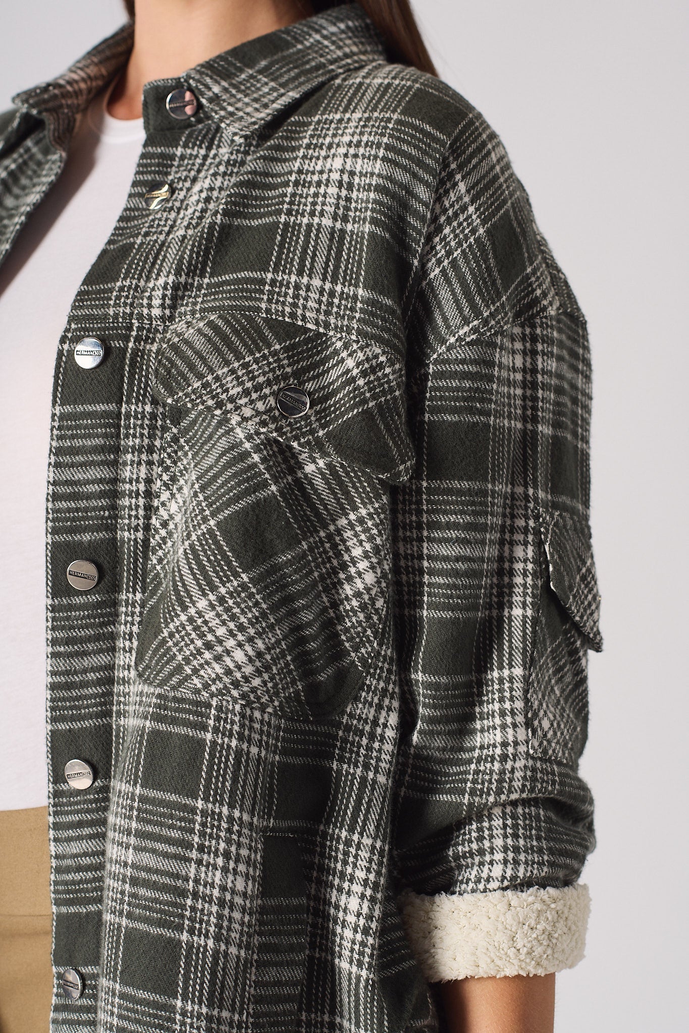 SHERPA CHECKED OVERSIZED SHIRT - DARK GREEN
