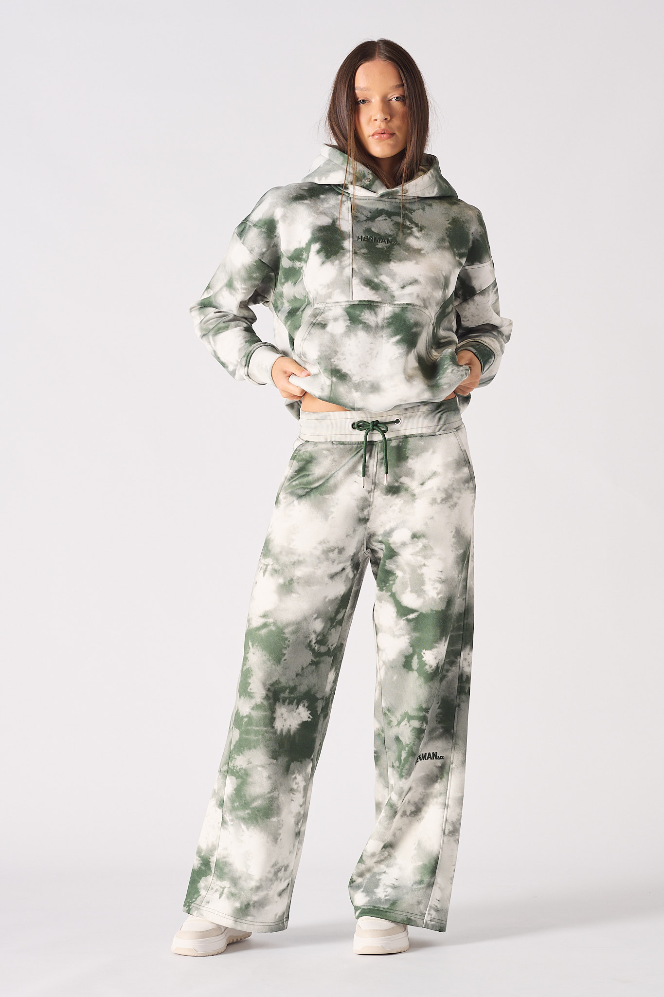 TIE DYE WIDE LEG JOGGER - GREEN