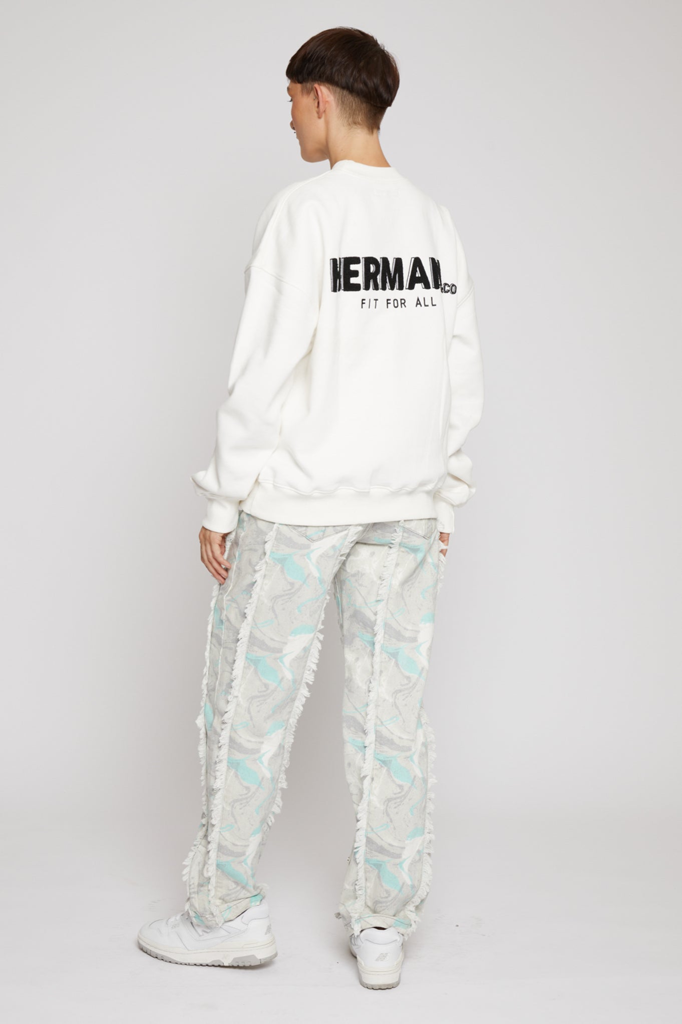 PRINTED STRAIGHT LEG JEANS - LIGHT GREEN